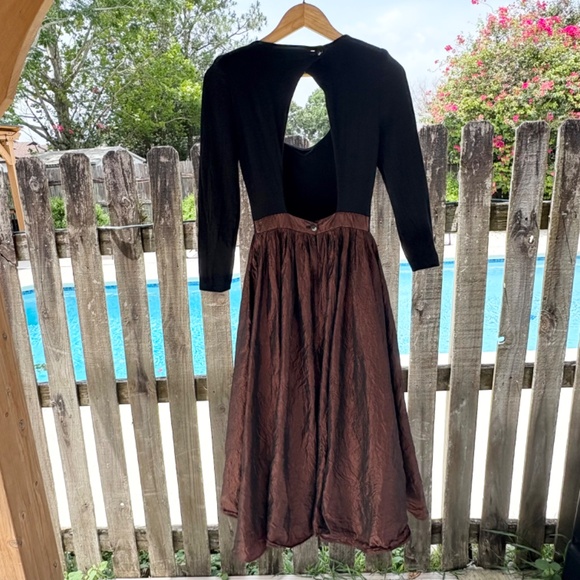 VTG 80s RICKI LANG for Nuit Ball Gown Woven Crinkled-Skirt Whimsigoth Womens 12 - Picture 3 of 16